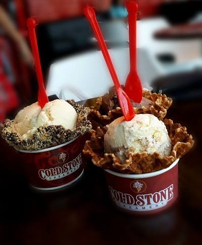 An ice cream with waffle in Coldstone creamery