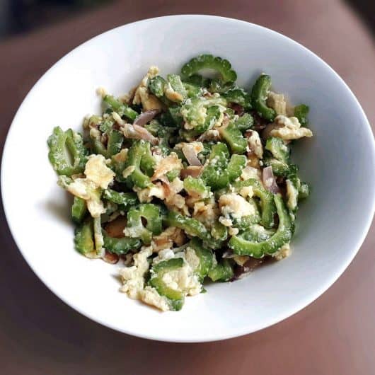 Ginisang Ampalaya with Egg in a Bowl
