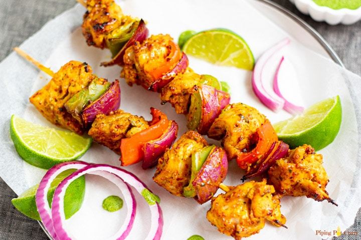 An international chicken recipe called chicken tikka kebab which is an indian dish