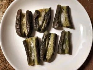 Making Makdous (pickled eggplant)