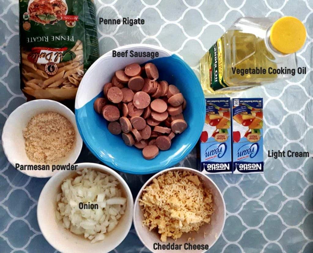 Ingredients of Penne Carbonara Recipe