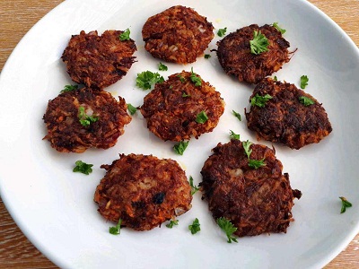 Corned Beef Hash Patties garnished with parsley