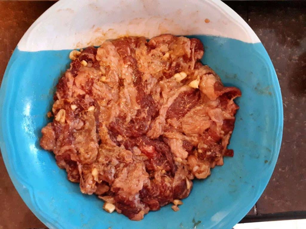Process shot of Spicy Korean Beef Stir Fry