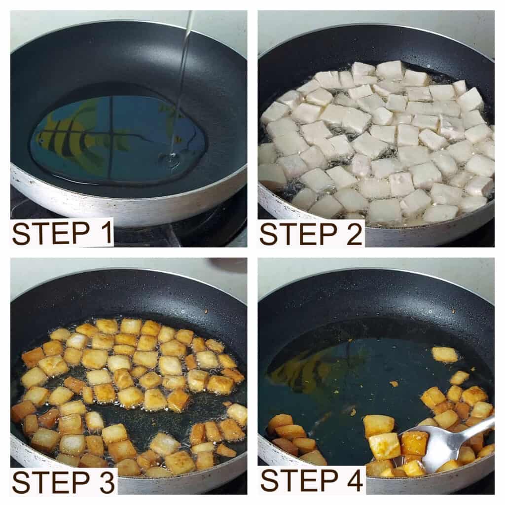 Step by step instruction of cooking tofu sisig