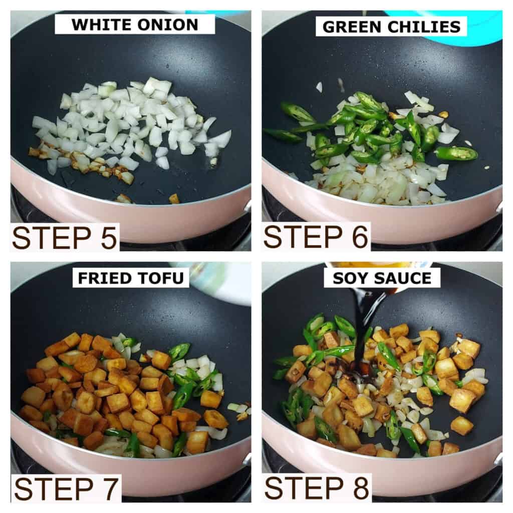 Step by step instruction of cooking tofu sisig