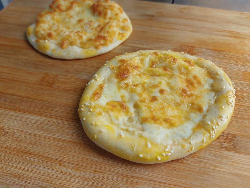 A Middle Eastern round cheese flatbread recipe called Cheese Manakish